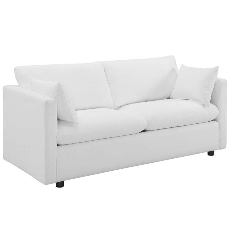 Activate Upholstered Fabric Sofa, White Polyester