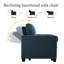 Canapé-lit rembourré en velours côtelé rembourré convertible multifonctionnel rembourré bleu marine - Dossier réglable avec 2 coussins moelleux, prise USB et porte-gobelet-1252502171