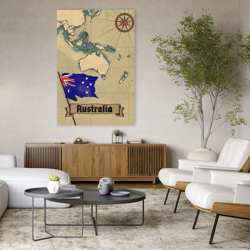 Art mural rétro, carte de l'Australie rétro