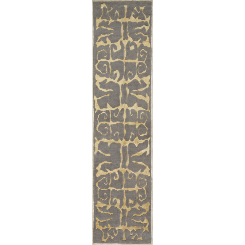 Contemporary Abstract Area Rug, Runner 3' x 10'
