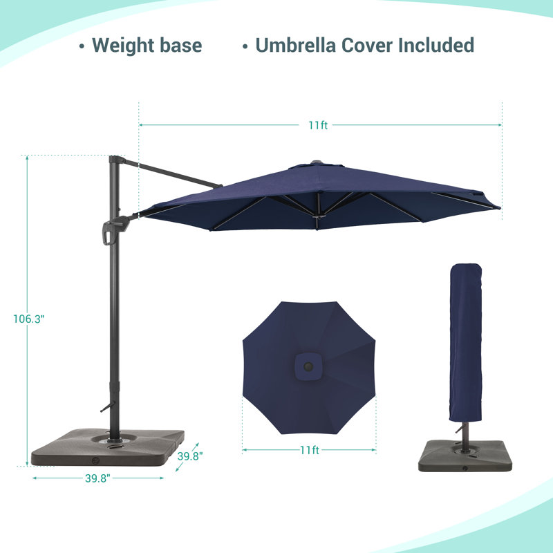 Parasol en porte-à-faux 11 pi Danasha, Bleu marine