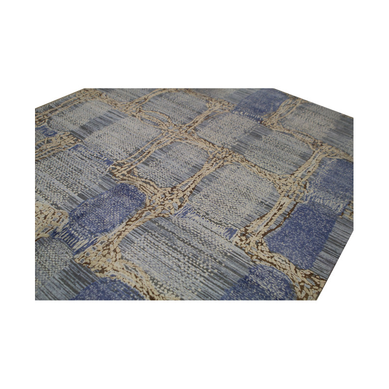 Abstract Area Rug in Light Blue