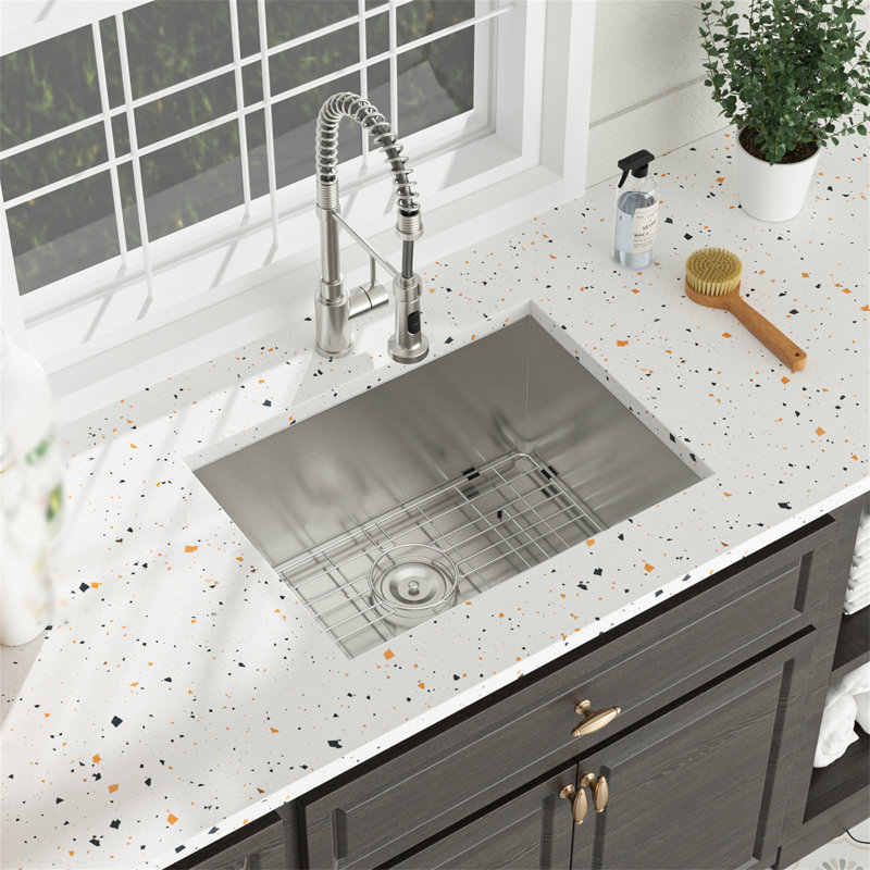 Laundry Sink 24 Inch - 24X18x12 Inch Undermount Laundry Utility Sink Deep Single Bowl 16 Gauge Stainless Steel Laundry Tub Sinks