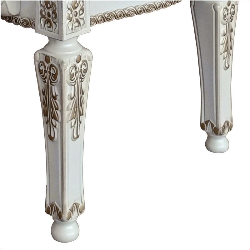 Fauteuil à dossier capitonné beige et perle antique (ensemble de 2)