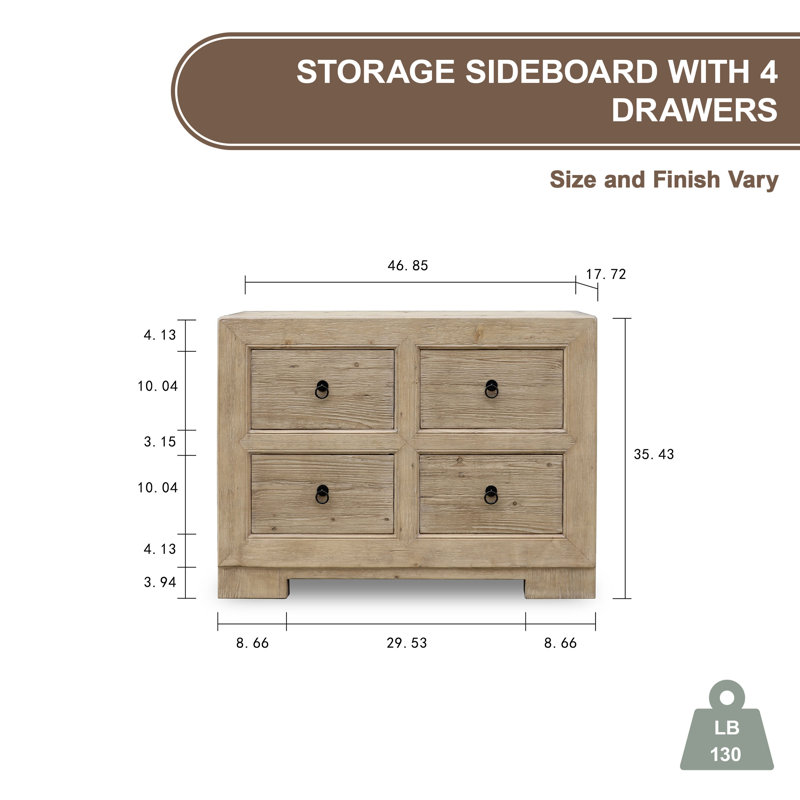 Darrnell 47'' W Solid Wood Sideboard