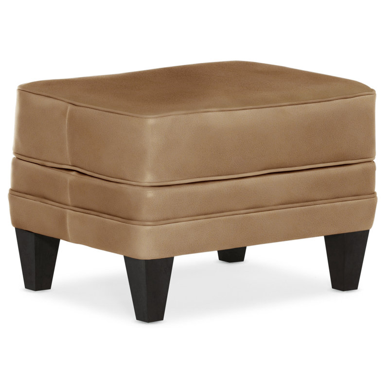 Willow Upholstered Ottoman, Aline Fumo Genuine Leather, Plantation