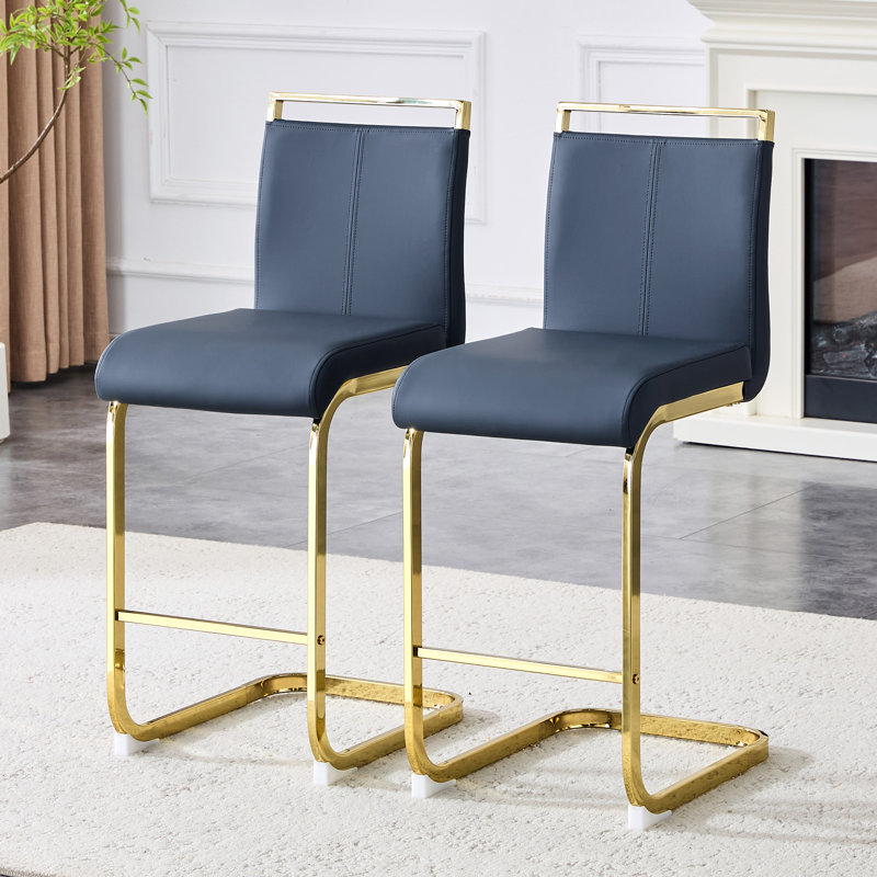 Jeileen 25'' Counter Stool (Set of 2), Blue Gray