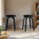 Ensemble de 2 tabourets pivotants, tabouret de bar sans dossier 26 po, siège rembourré en tissu, pieds en bois robuste et repose-pieds en métal