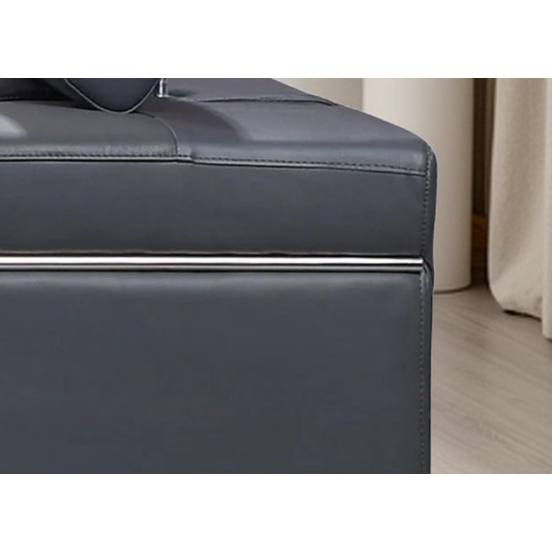 Fauteuil en cuir noir Collection Raeya, Cuir gris
