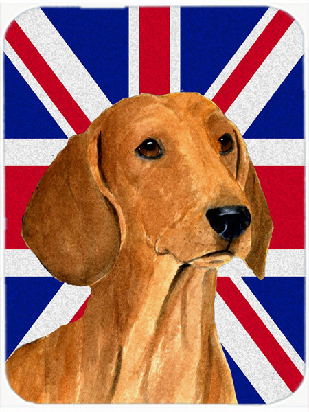 Teckel à trésors avec panneau de coupe en verre à drapeau anglais britannique caroline Union Jack