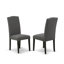 Ensemble de salle à manger 3 pièces comprenant une table ronde de cuisine avec pied central et 2 chaises rembourrées en lin foncé Gotham, 107 x 107 cm, noir-851026563-871247613-936697438