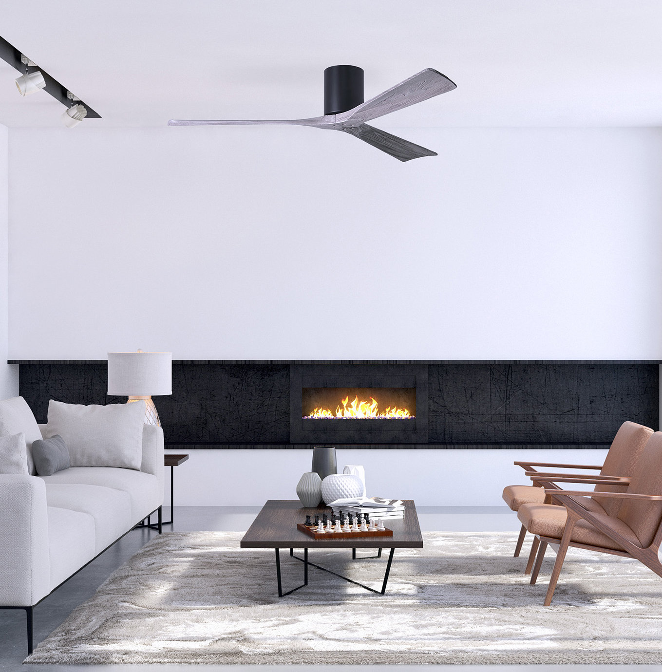 Olivier Ceiling Fan, Matte Black, 60", Barn Wood Tone