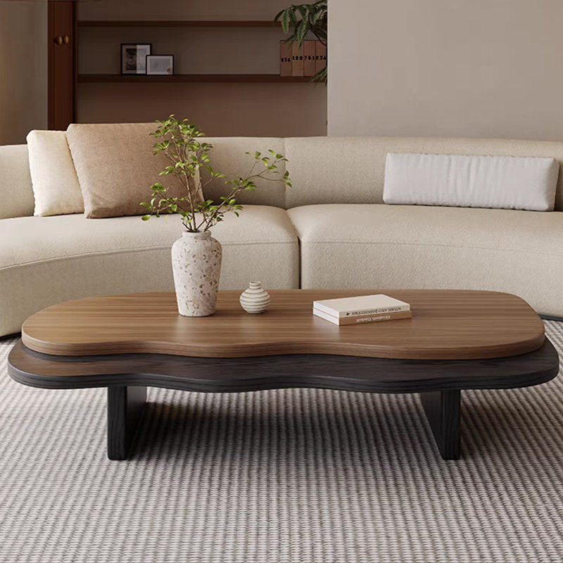 Table basse en bois massif de style Wabi-sabi, H 13,77 po x L 62,99 po x l 40,55 po
