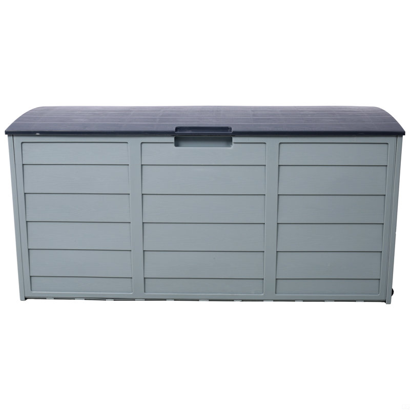 All Weather UV Pool Deck Box Storage Shed Bin Backyard Patio Outdoor W/ Wheel,75 Gallon Resin Deck Box-Organization And Storage