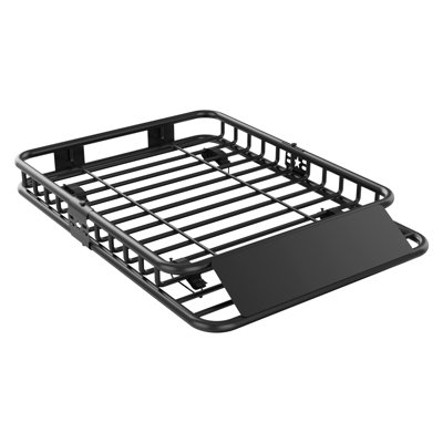 Porte-bagages sur le toit robuste Global - capacité de 200 lb, acier robuste, très grand porte-bagages sur le toit de 46 po x 36 po x 4,5 po pour VUS, camions, véhicules - Solution de rangement sur le toit avec extension