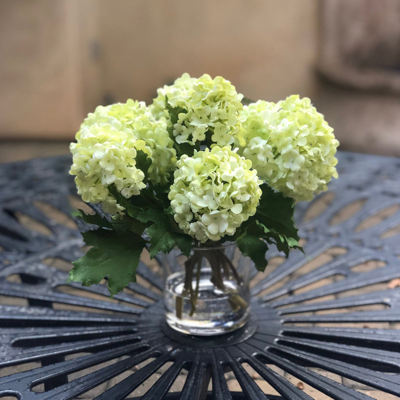 Silk hydrangeas arrangement in vase