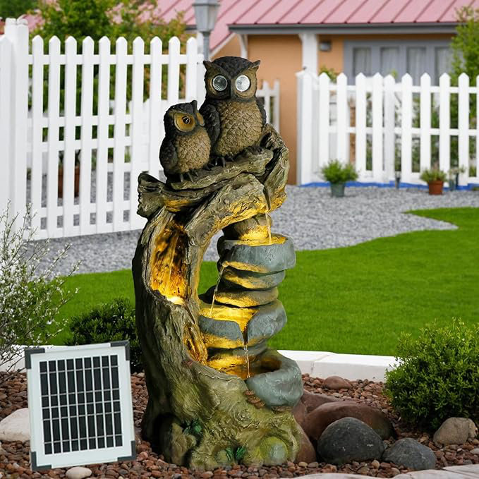 Handcrafted Outdoor Floor Fountain with Lights
