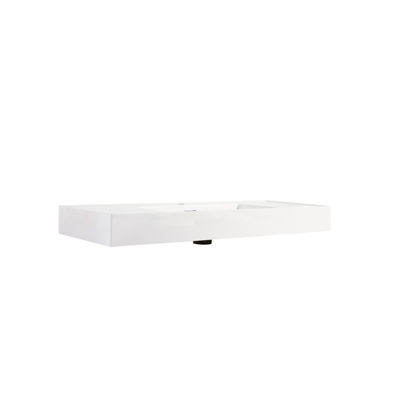 Lavabo de salle de bain en résine de 48 po - Blanc gélifié, hypnotisant, 46,62 po P x l 18,59 x H 4,64 po, profondeur, largeur, hauteur