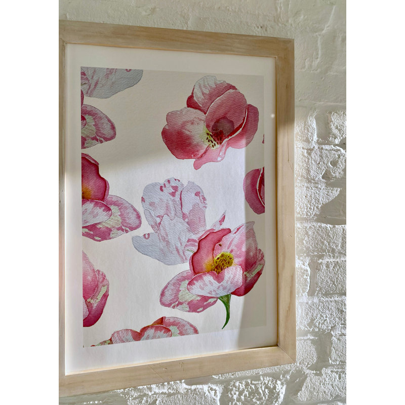 Wild Dog Rose On Ecru Print, 22" H x 17" W