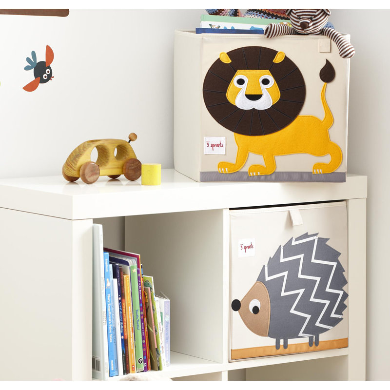 3 Sprouts - Toy Storage Cube for Baby and Kids - Lion