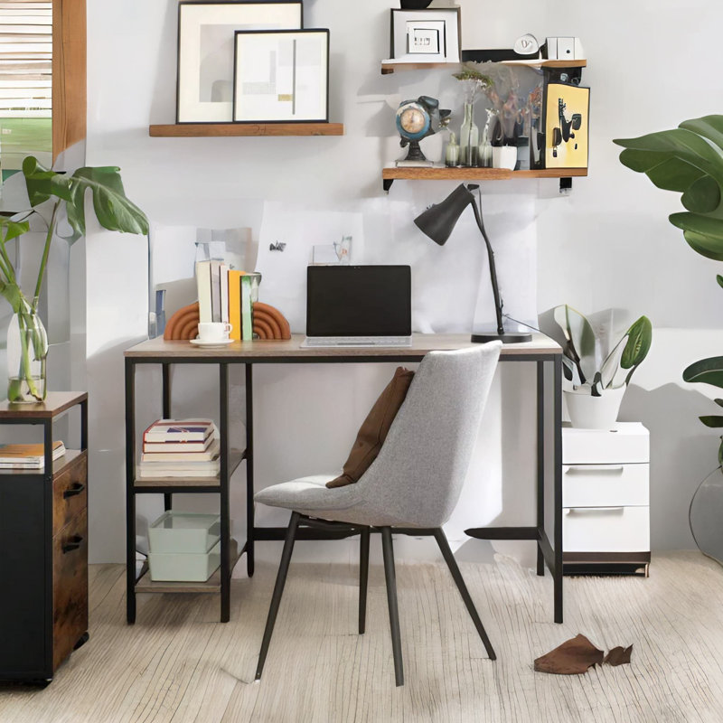 120Cm W Rectangular Computer Desk With 2 Shelves