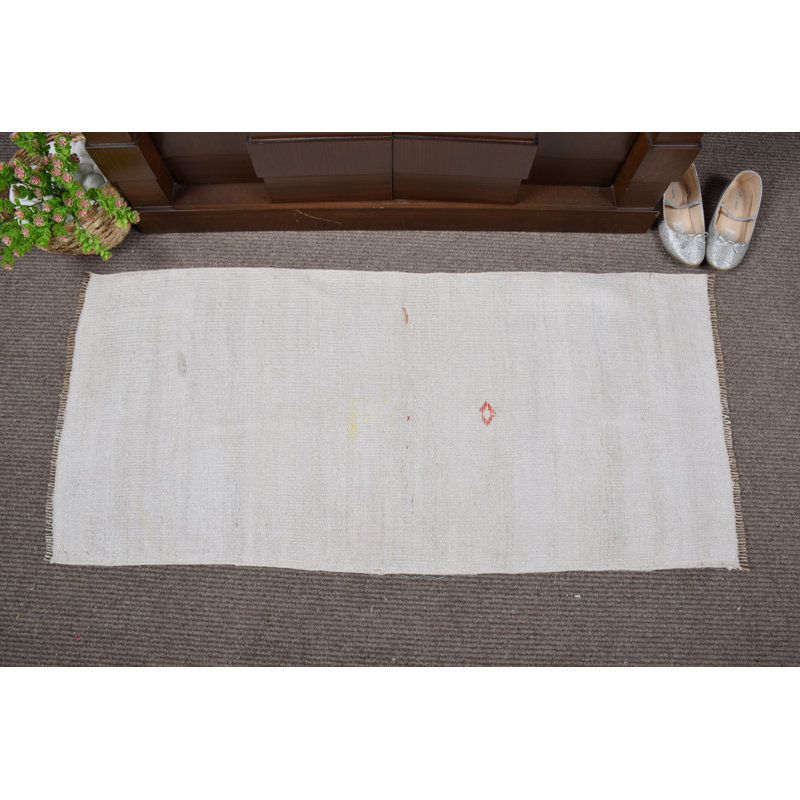 Soft Wool Handwoven Turkish Rug with Subtle Patterns for Unique Minimalist Home Decor