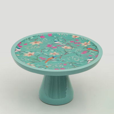  Aqua Flora Pedestal Cake Stand