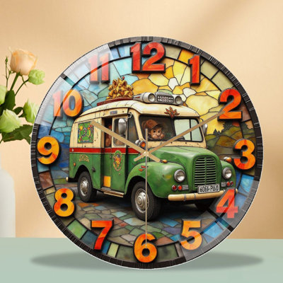 Horloge murale rétro vintage en verre avec art rétro - 12 po