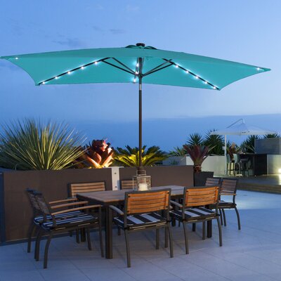 10' x 6.5' Rectangular Lighted Market Umbrella with Crank Lift -  Arlmont & Co., E8D8FCE5CB274668B0D2A923A7614AEE