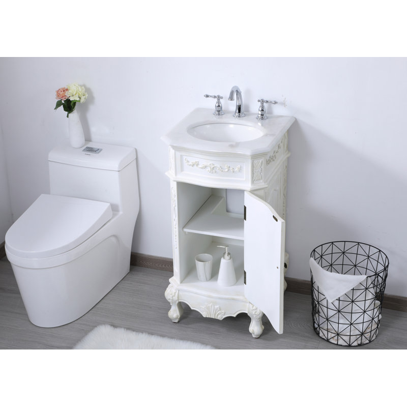 Ensemble de meuble-lavabo simple 19 po Lunette, Blanc antique, Blanc ivoire
