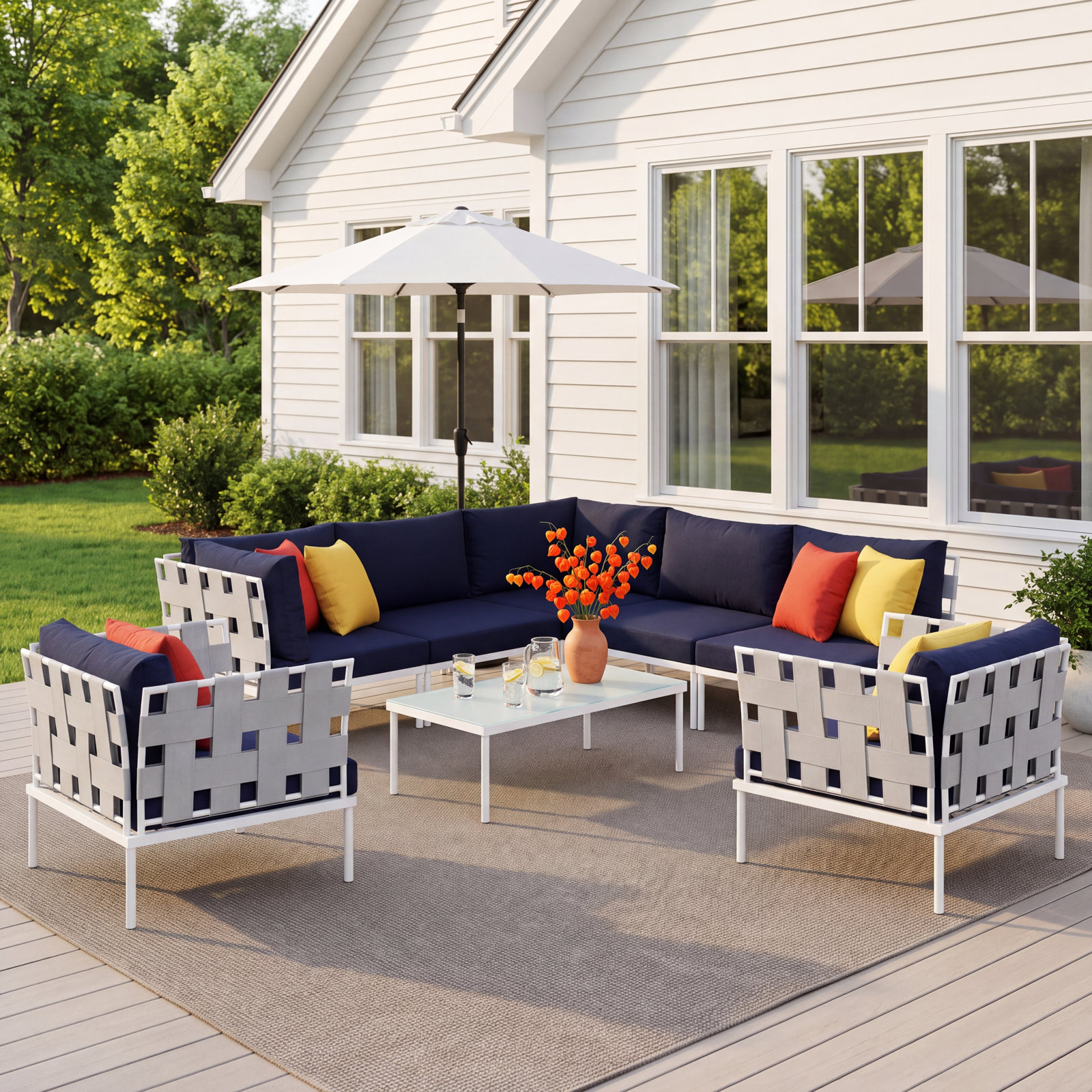 Harmony 7-Person Patio Seating Group, Navy