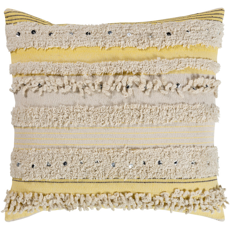 Coussin Dravid, Beurre, 18 po x 18 po, Polyester/ Bourre en polyester