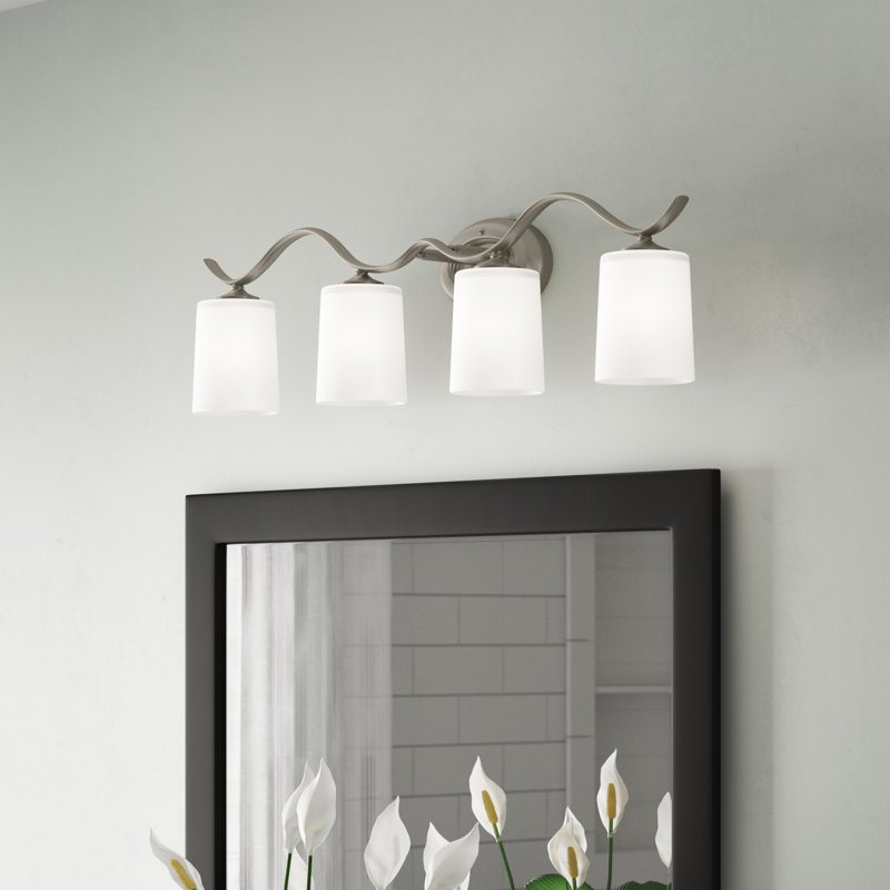 Éclairage de salle de bain à intensité variable 4 lumières Armindo, Nickel brossé