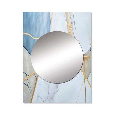 Kelynn Abstract Geode White I - Marble Decorative Wall Mirror, Modern Mirror, Printed Metal Art