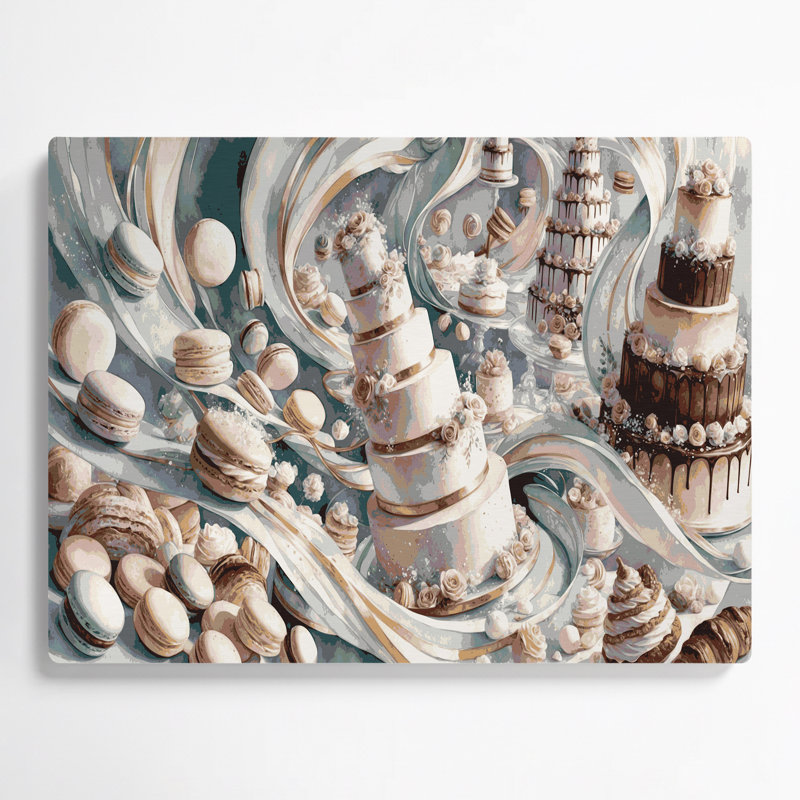 Desserts, gâteaux et pâtisseries, art mural en métal beige, H 20 po x l 24 po