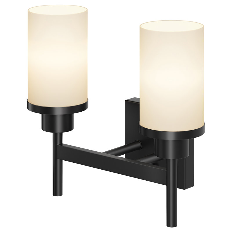 2-Light Bathroom Vanity Lighting, Matte Black