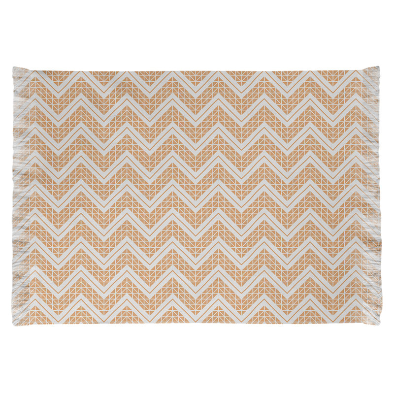 Tapis orange réversible à motif de chevrons dessinés à la main classiques, Non