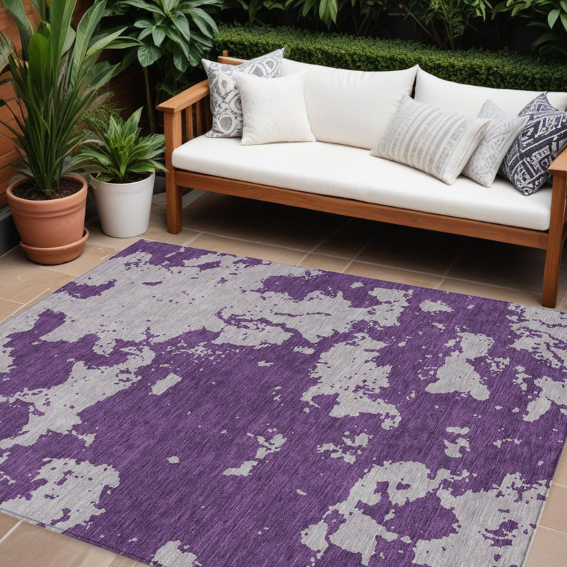 Tapis d'intérieur lavable abstrait mauve et lavande 9 pi x 12 pi
