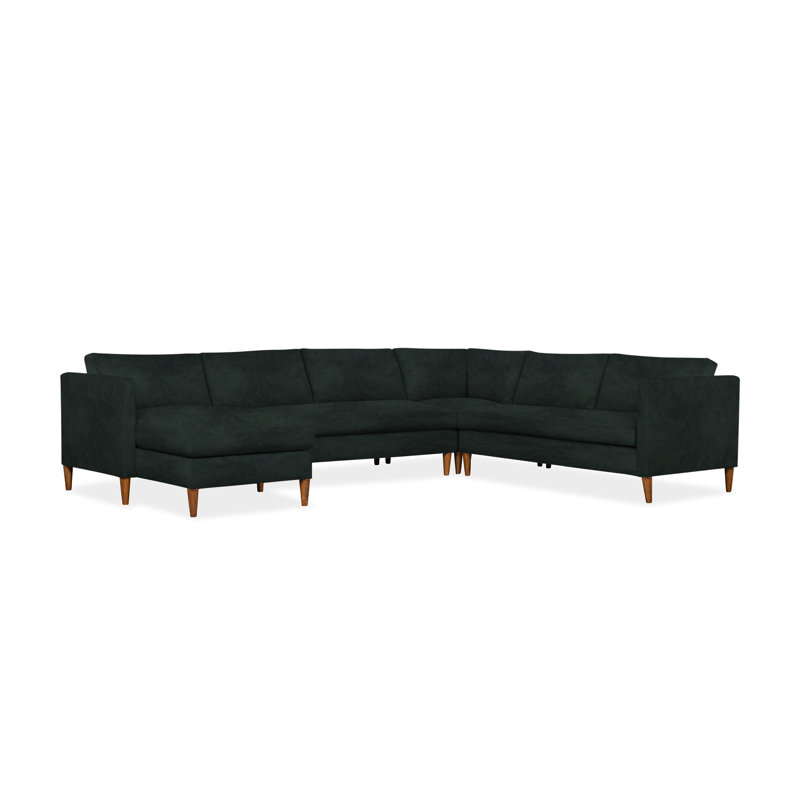 Clifford 4-Piece Upholstered Custom Sectional, Left Hand Facing, Bella Hunter Performance Velvet