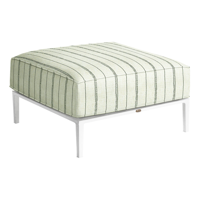 Havana Outdoor Ottoman with Cushion, Welt + Standard fill, Chalk/Natural Resin, Avila Natural White
