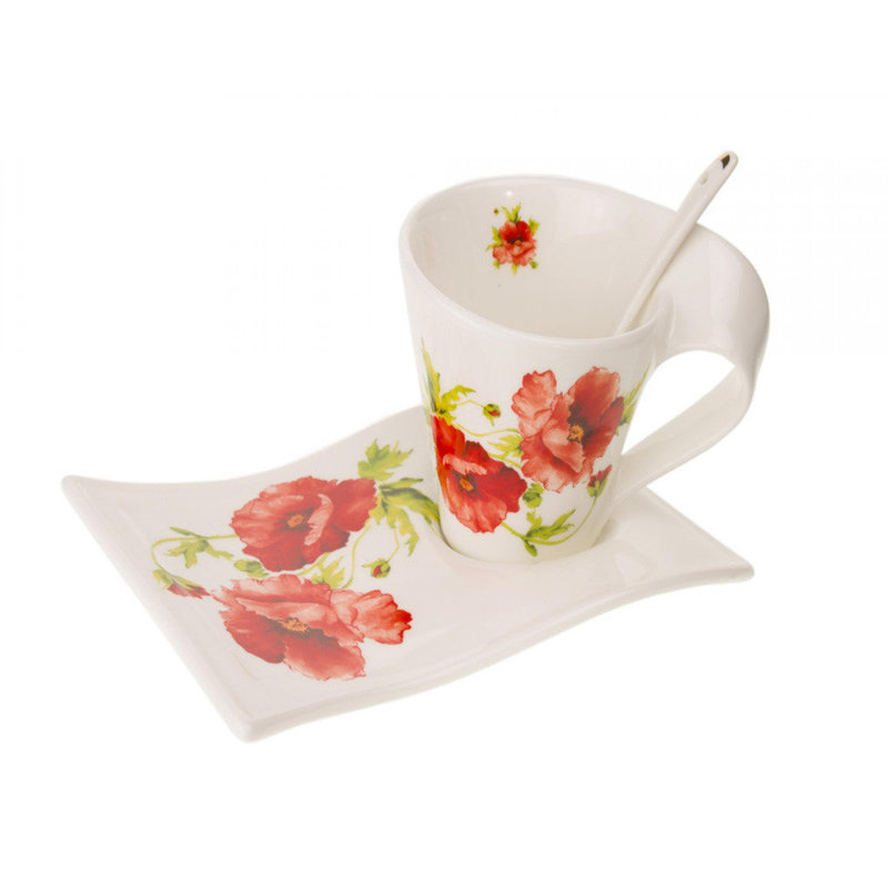 Poppies - cuillère à onde, tasse et soucoupe
