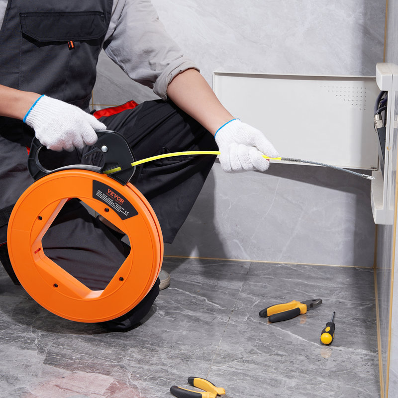 Ruban à poisson, 200 pi, 3/16 po, extracteur de fil en fibre de verre avec boîtier et poignée optimisés, extracteur de câble facile à utiliser, outils de pêche en fil flexible pour conduits électriques et muraux, non conducteur