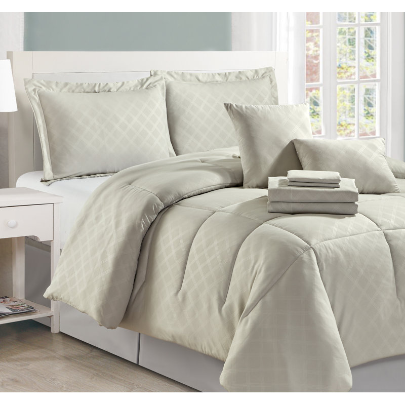 10-Piece Pre-Washed Microfiber Comforter Bed-in-a-bag, Platinum, Twin  XL Comforter + 10 Additional Pieces