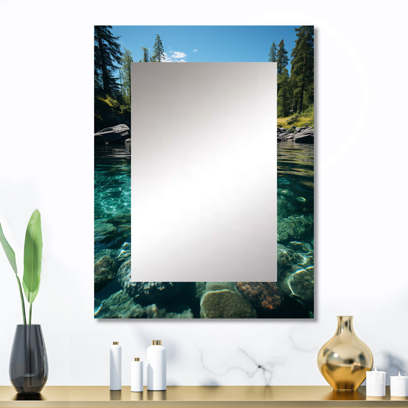Alaska Pristine Waters - miroir décoratif Alaska, grand miroir mural bleu sarcelle, impression d'art en métal, 32 po x 24 po