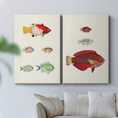 Poissons tropicaux colorés I - Toile tendue avec châssis de qualité supérieure - Prêt à être accroché
