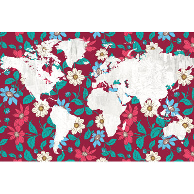 Boho Floral Map - Wrapped Canvas Art Prints
