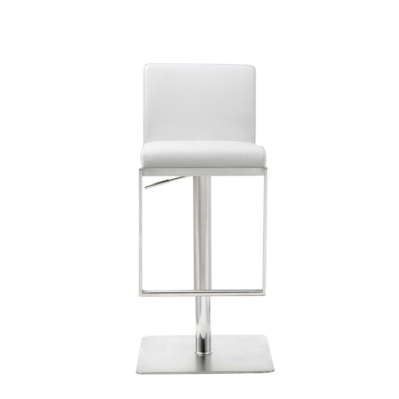Swivel Upholstered Adjustable Height Counter Stool with Metal Frame, White