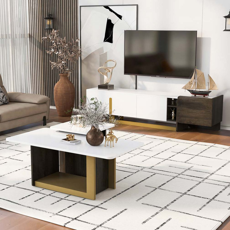 TV Stand and Coffee Table, White