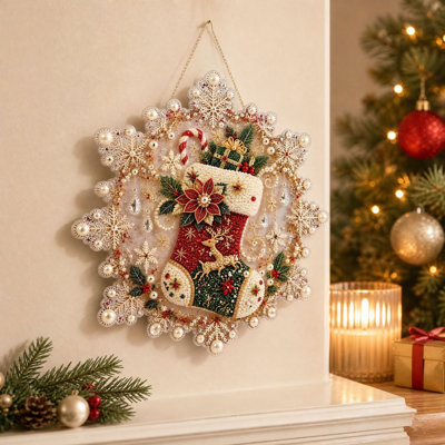Décorations de Noël, ensembles de suspension à losanges, ensemble de perles de Noël, ensemble d'accrochage en acrylique Suncatcher, décoration pour fenêtre et arbre