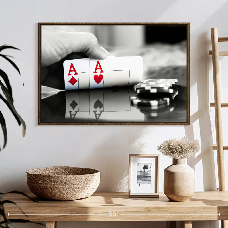 Poker Aces, Cadre flottant noyer, 31 po x 21 po